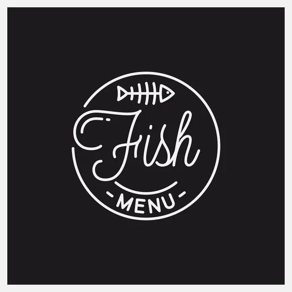 Логотип меню рыбы. Круглый линейный логотип рыбных костей — стоковый вектор