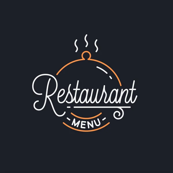 Restaurant-Menü-Logo. runde Lineare des Tabletts Cloche — Stockvektor