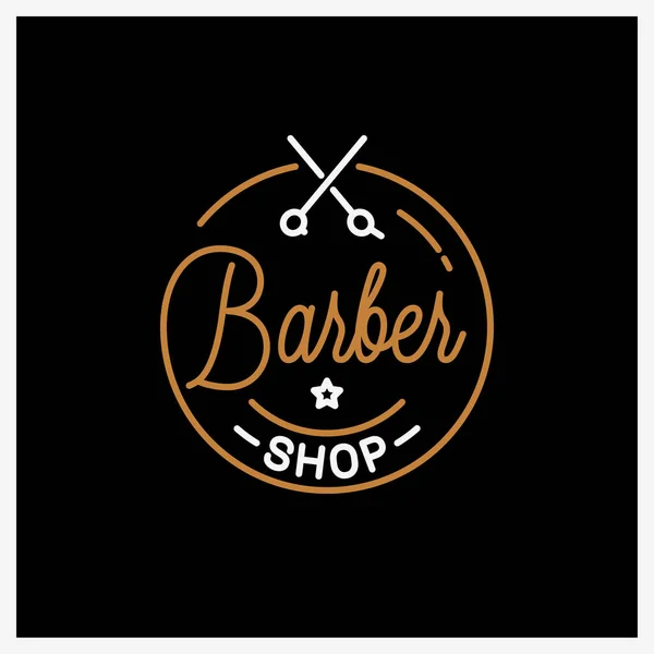 Logotipo da barbearia. Logotipo linear redondo de barbeiro — Vetor de Stock