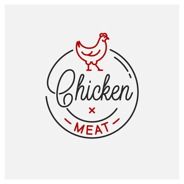 Hühnerfleisch-Logo. rundes lineares Emblem des Huhns — Stockvektor