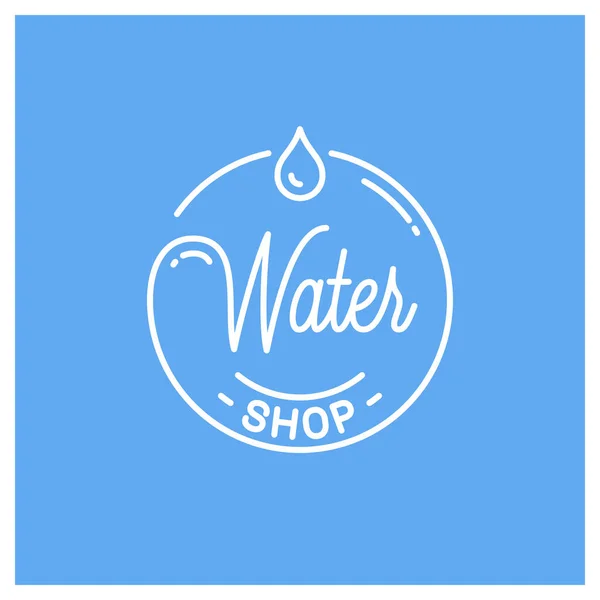 Logo de la tienda de agua. Logo lineal redondo de gota de agua — Vector de stock