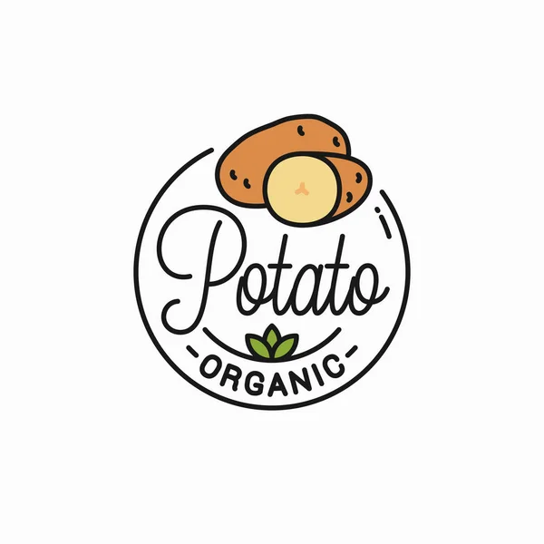 Logo warzyw ziemniaczanych. Okrągłe liniowe ziemniaki — Wektor stockowy