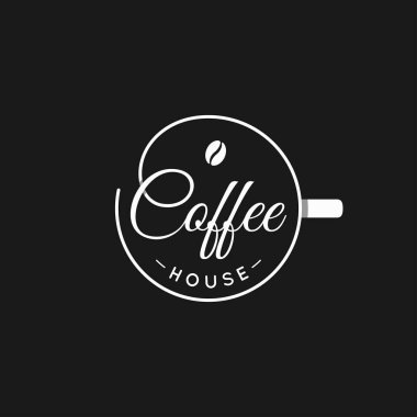 Kahve fincanı logosu. Siyah kahve fincanı harfleri.