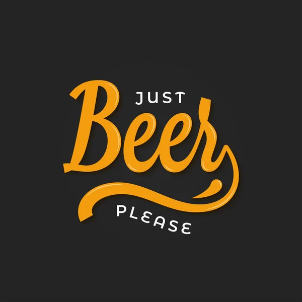 Beer lettering logo. Just beer please on black — Stock Vector