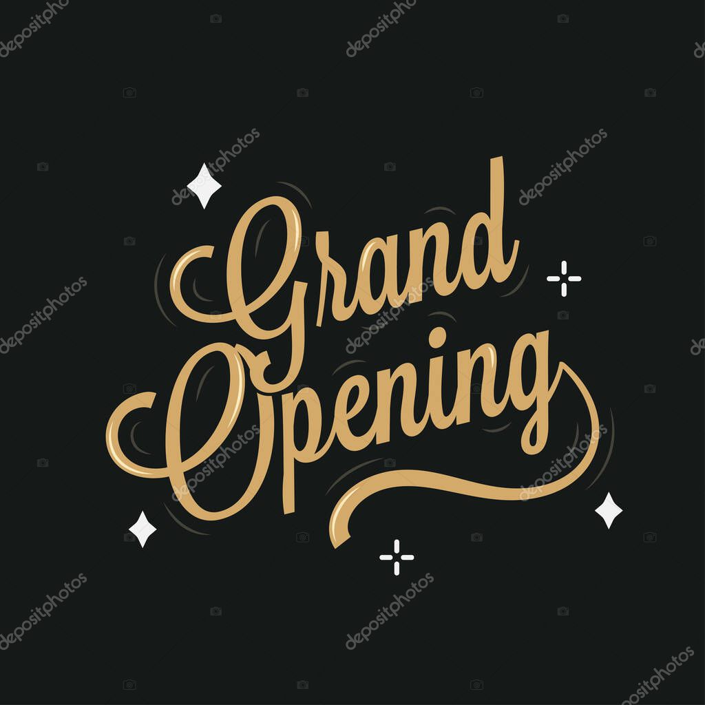 Grand opening lettering on black background 10 eps