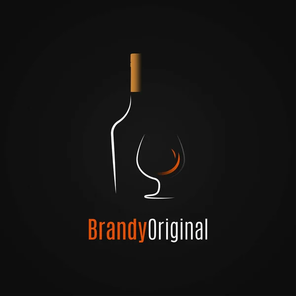 Logo de brandy o whisky. Frasco de brandy y vidrio — Vector de stock