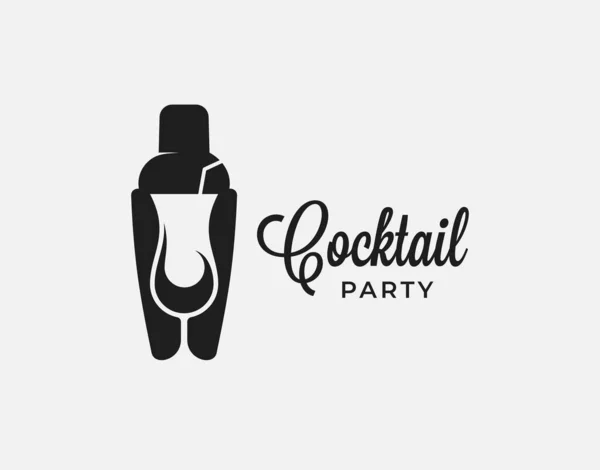 Cocktailshaker met cocktailglas op wit — Stockvector