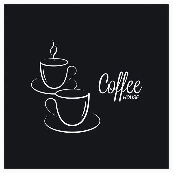 Coffee cup logo on concept black background — Stock Vector