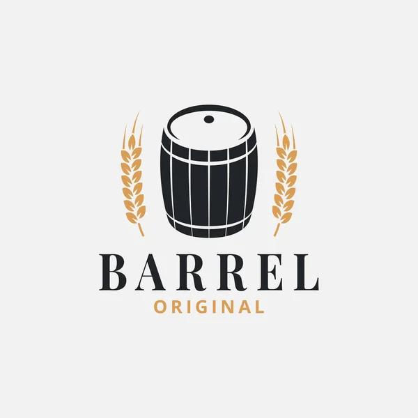 Logotipo do barril com trigo no fundo branco — Vetor de Stock