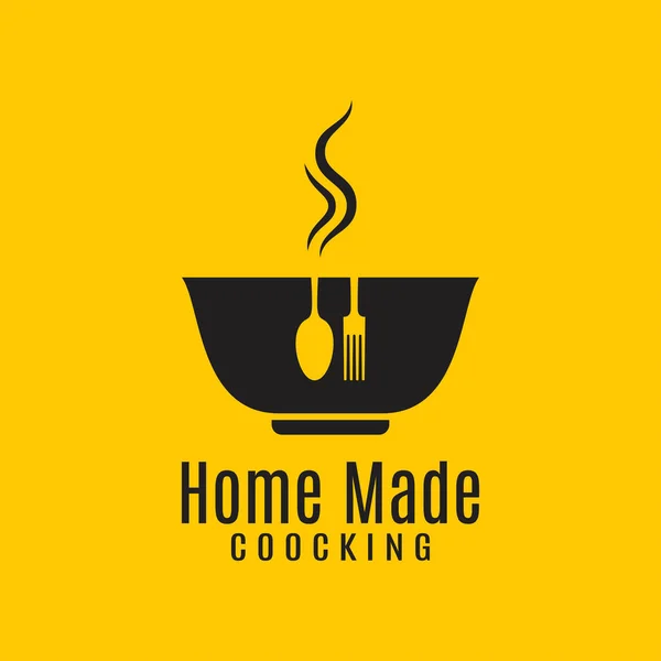 Home cooking logo on yellow in background — Stock Vector