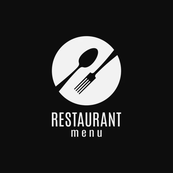 Placa con tenedor y logo de cuchara. Menú restaurante — Vector de stock