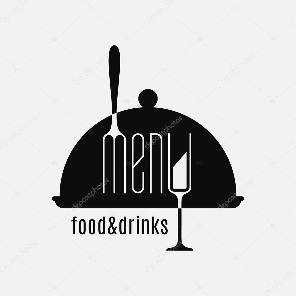 Food and drinks logo. Fork and glass on white background 8 eps