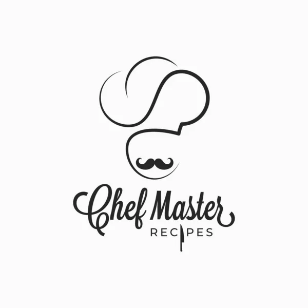 Chef master logo on retro white background — Stock Vector