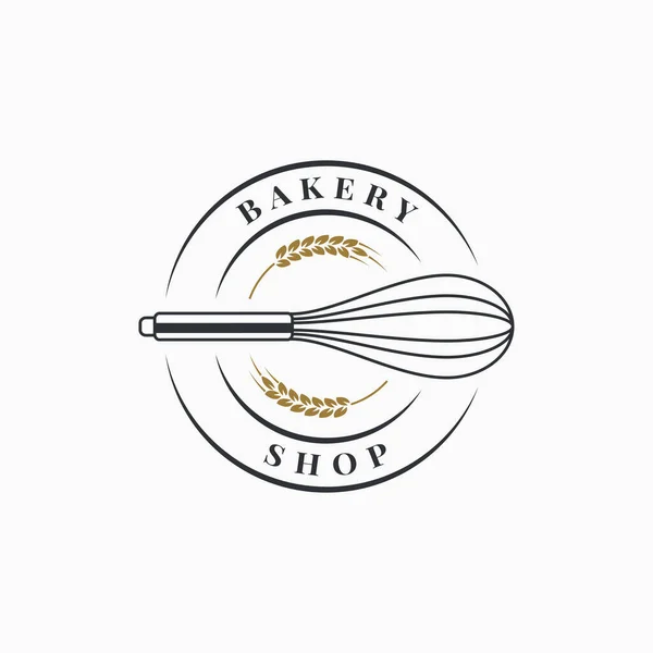 Logo del negozio di panetteria. Frusta da forno su sfondo bianco — Vettoriale Stock