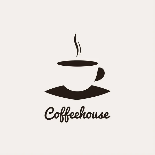 Λογότυπο φλιτζάνι καφέ σε λευκό και μαύρο φόντο — Διανυσματικό Αρχείο