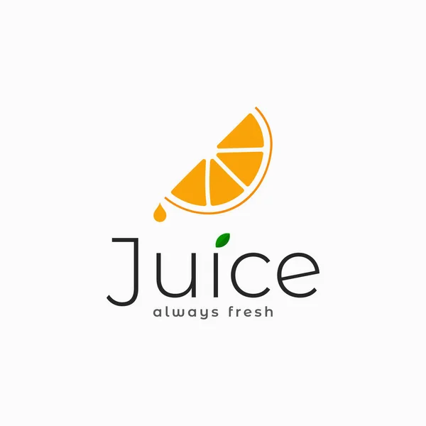 Juice logotyp med orange skiva på vit bakgrund — Stock vektor