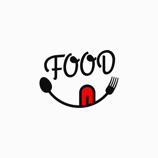 Логотип улыбки еды. Надпись на еде — стоковый вектор