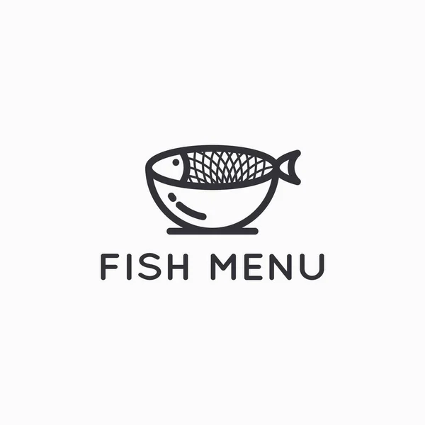 Logo de pescado con plato sobre fondo blanco — Archivo Imágenes Vectoriales