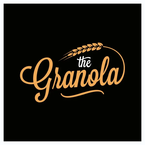 Granola logo met opschrift. Granola tarwe op zwart — Stockvector