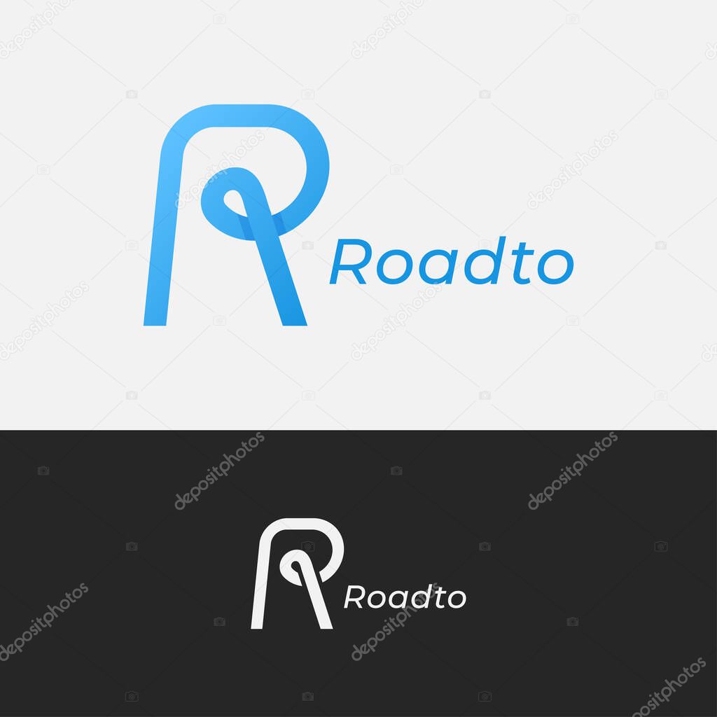 Letter R logo. Road concept with letter R