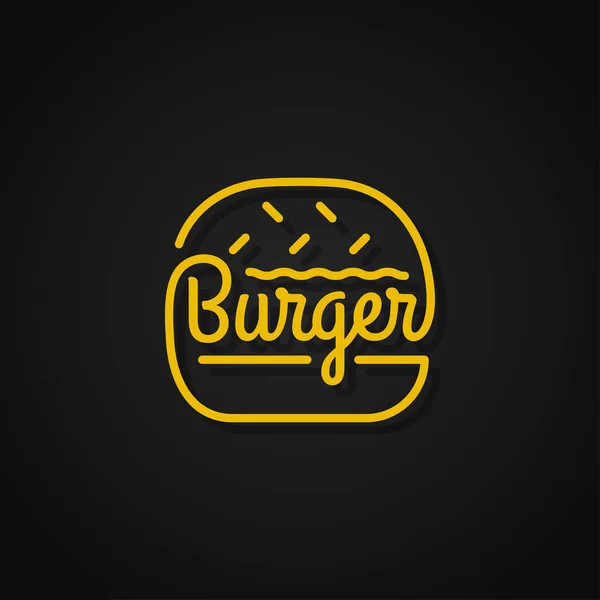 Burger Lineares Logo. Gelber Burger auf Hintergrund — Stockvektor