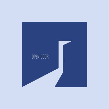 Mavi arka kapıdaki açık kapı logosu