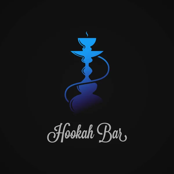 Logo Hookah s modrou hadicí na černém pozadí — Stockový vektor