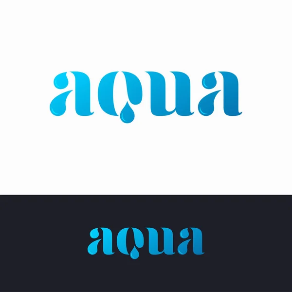Aqua water logo on white and black background — Stock Vector