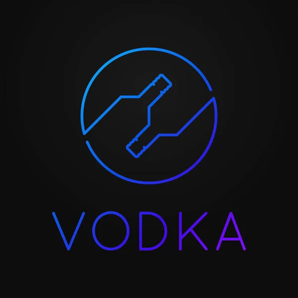 Logo wódki premium. Liniowe neonowe butelki wódki — Wektor stockowy