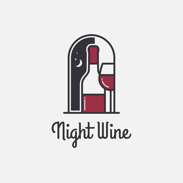 Logo vin avec bouteille de vin et verre sur blanc — Image vectorielle