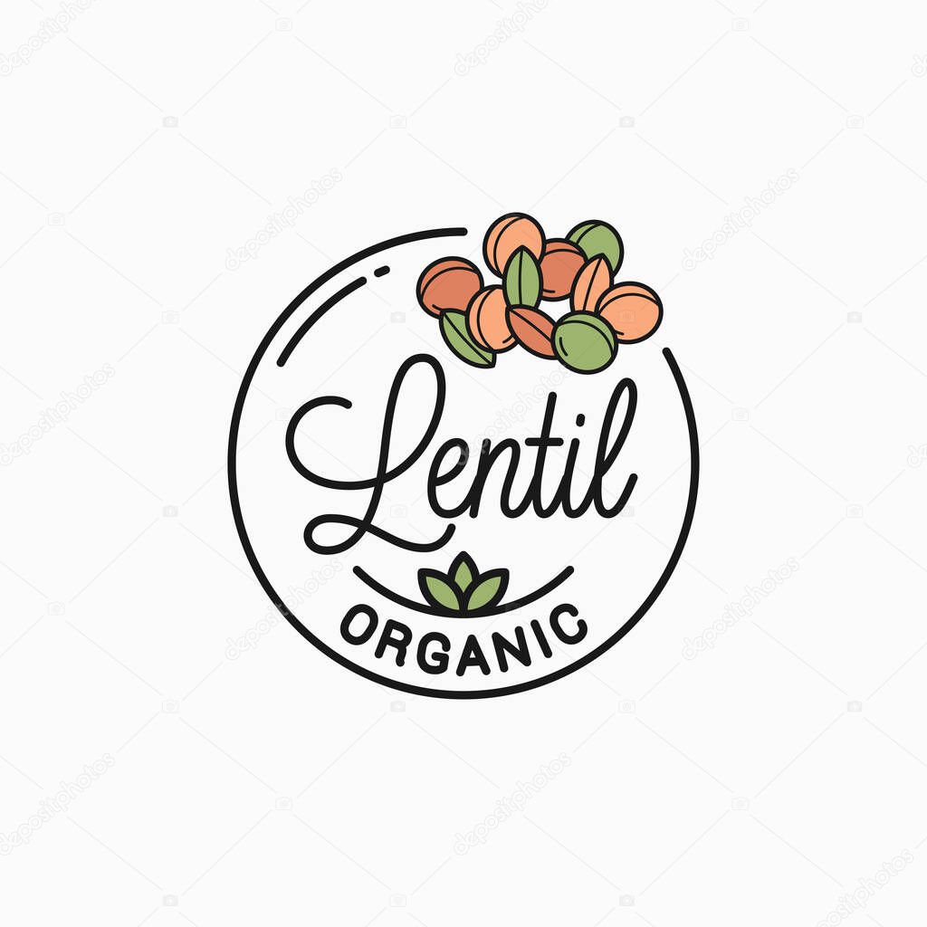 Lentil logo. Round linear logo of lentil on white