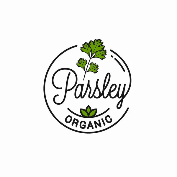 Parsley branch logo. Round linear logo of parsey — Stock Vector