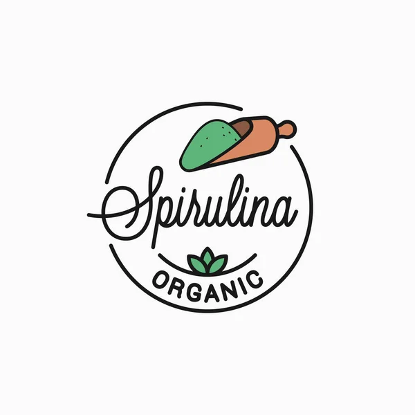 Logo Spiruliny. Okrągłe linearne spirulina żywności — Wektor stockowy