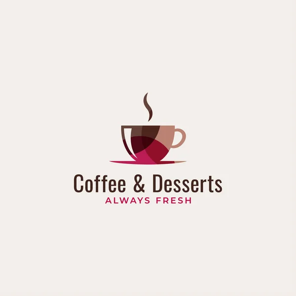 Logo Kaffeetasse vorhanden. Kunst Kaffee und Desserts — Stockvektor