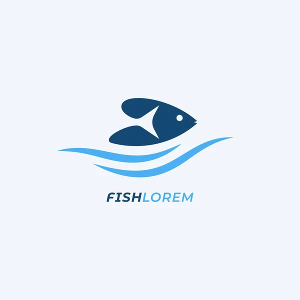 Rybí logo s vlnami na bílém pozadí — Stockový vektor