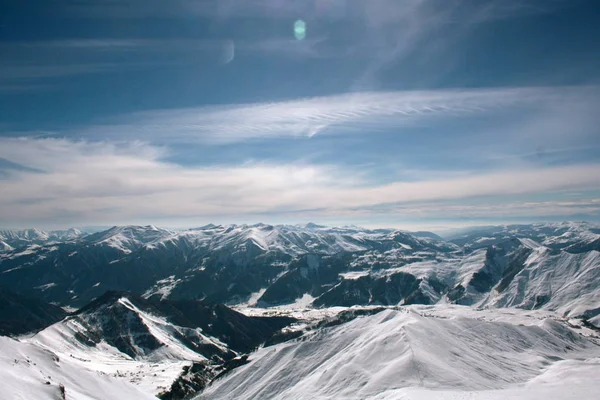 Panoramatický Výhled Zasněžené Zimní Gudauri Lyžařské Středisko Georgia — Stock fotografie