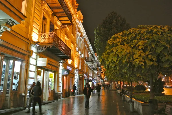 Nachtansicht Der Rustaveli Avenue Tiflis Georgien — Stockfoto