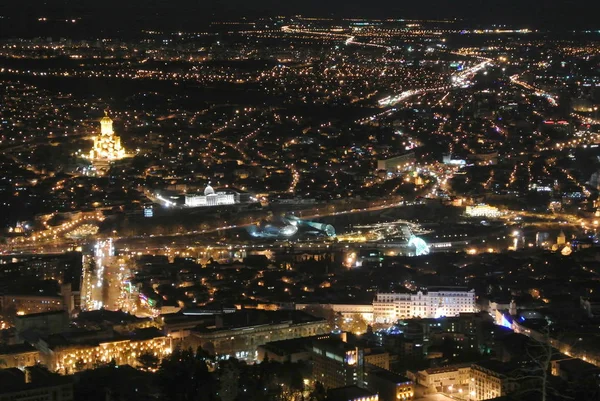 Noční Pohled Kopce Mtatsminda Tbilisi Gruzie — Stock fotografie