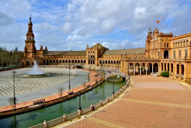 Seville ana kare Plaza de Espana görünümünü