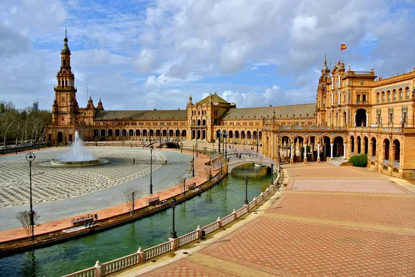 Blick Auf Den Hauptplatz Von Sevilla Plaza Espana — Stockfoto