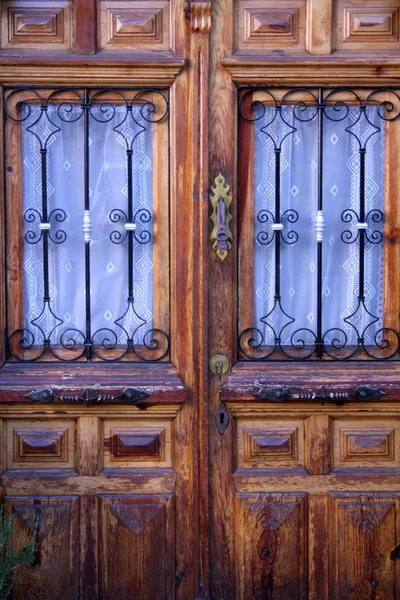 View Ancient Wooden Door Old Building Aragon Spain — Stock Photo, Image