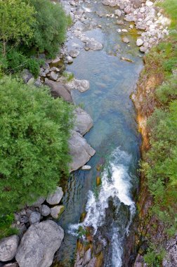 Aragon akan dağ nehri görünümü, İspanya