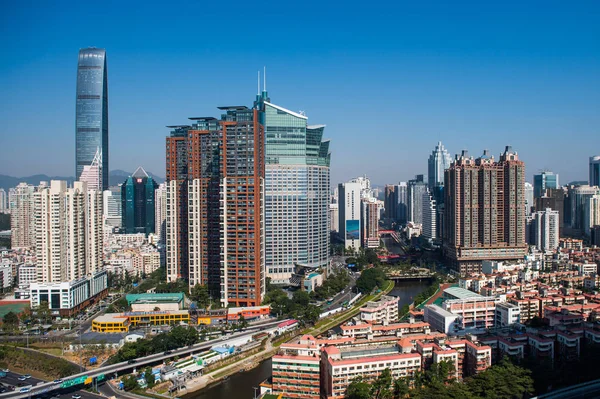 Cityscape High Rise Buildings Skyscrapers Luohu District Shenzhen City South — Stock Photo, Image