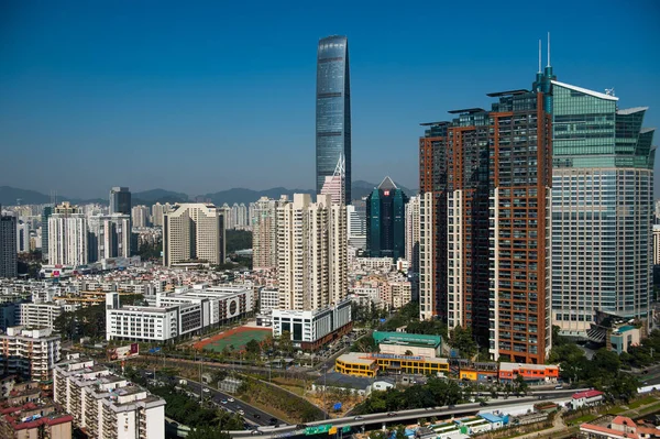 Stadsbilden Höga Byggnader Och Skyskrapor Luohu District Shenzhen City Södra — Stockfoto