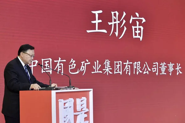 Wang Tongzhou Przewodniczący Chin Nonferrous Metal Górnictwa Grupa Ltd Mówi — Zdjęcie stockowe