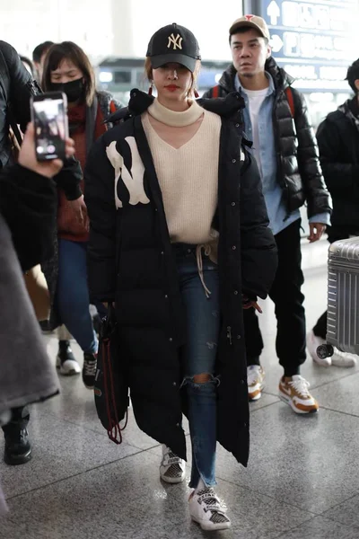 Cantante Taiwanés Jolin Tsai Llega Aeropuerto Shanghai China Diciembre 2018 —  Fotos de Stock