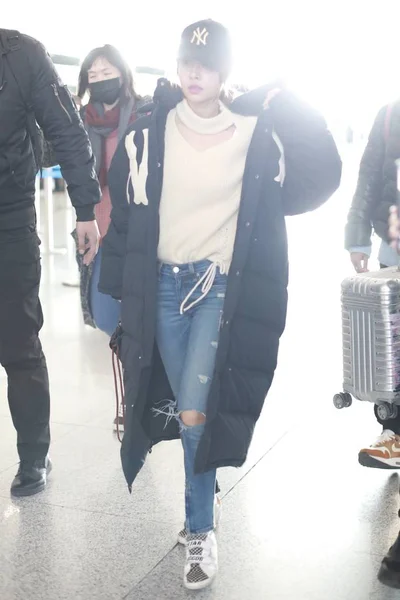 Тайванська Співачки Jolin Цай Прибуває Аеропорт Шанхаї Китай Грудня 2018 — стокове фото