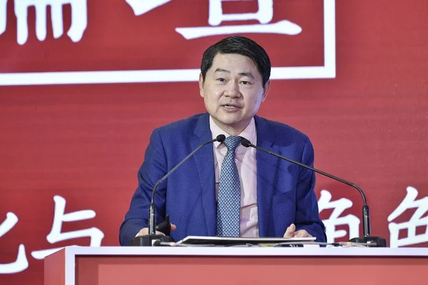 Wang Huiyao Założyciel Prezes Centrum Chiny Globalization Ccg Mówi Podczas — Zdjęcie stockowe