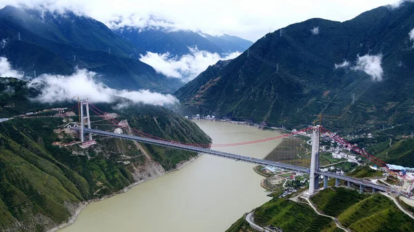 Pont Xingkangte Sur Une Autoroute Reliant Ville Comté Kangding Est — Photo