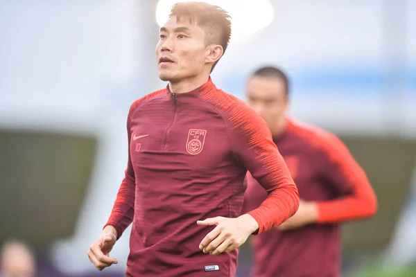 Zheng Zhi Čínské Národní Fotbalové Reprezentace Účastní Tréninku Pro 2019 — Stock fotografie